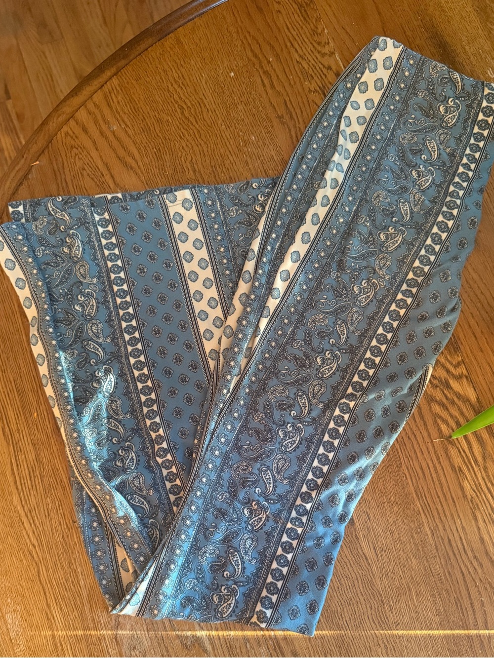 Blue Paisley & Stripe Flare Leggings